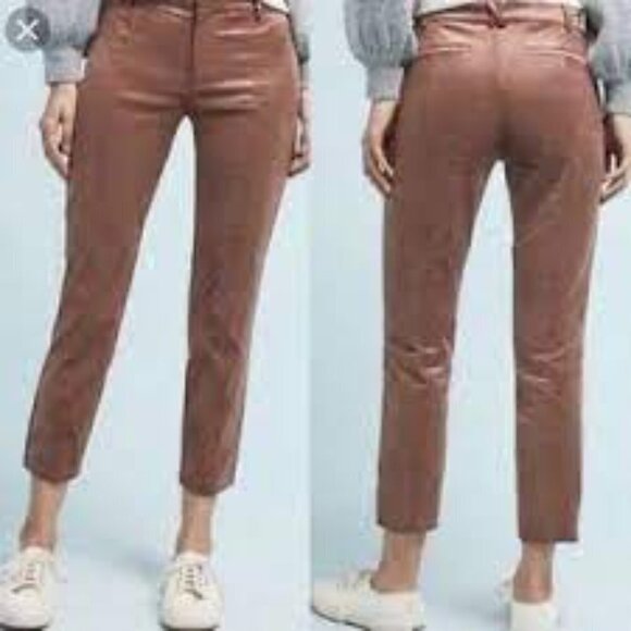 ✅ Anthropologie Essential Slim Velvet Cropped Pants ROSE GOLD SIZE O - Picture 1 of 8